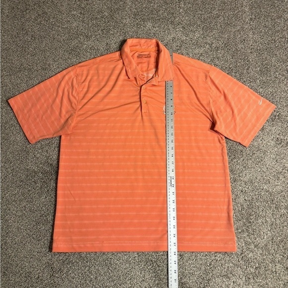 Nike Dri-Fit Golf SS Polo Shirt Orange Striped Men’s Large L FitDry Front Logo - Picture 6 of 7